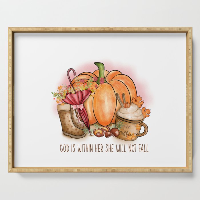 Fall season Jesus quote pumpkin Serving Tray