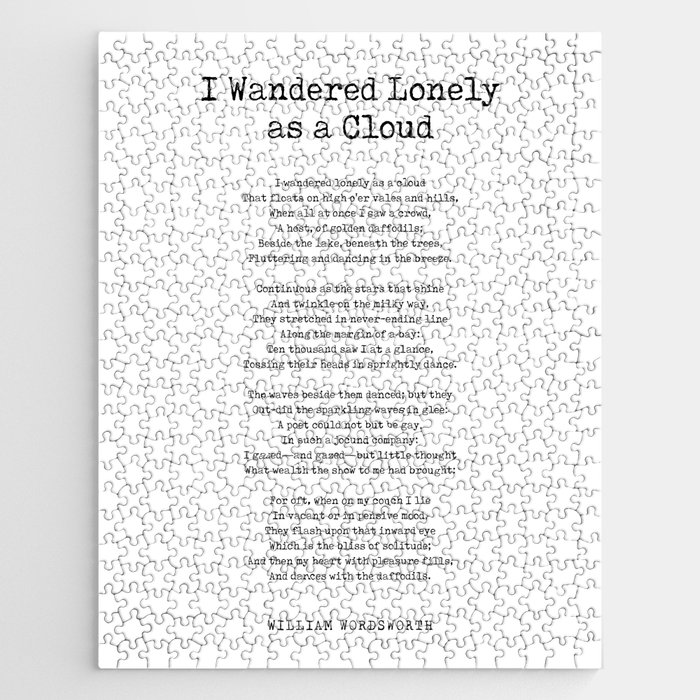 I Wandered Lonely as a Cloud - William Wordsworth Poem - Literature - Typewriter Print 1 Jigsaw Puzzle