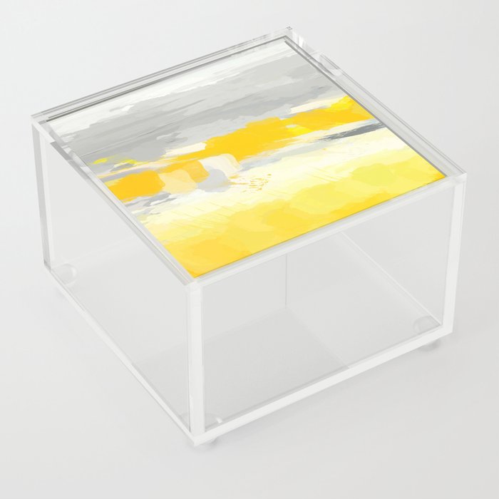 Grey and Yellow Abstract Art Painting Acrylic Box