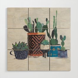 Cactus and succulents garden Wood Wall Art