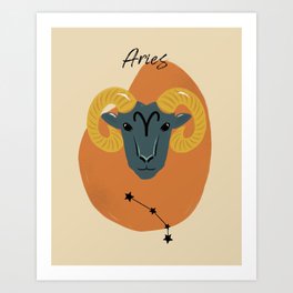 Aries Art Print | Sign, Constellation, Astrology, Zodiac, Birthdate, Sheep, Digital, Ram, Astrological, Horoscopes 