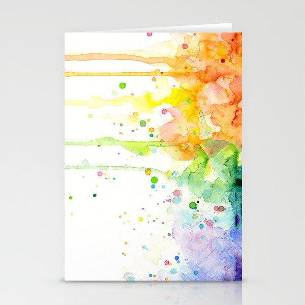 Watercolor Rainbow Splatters Abstract Texture Stationery Cards