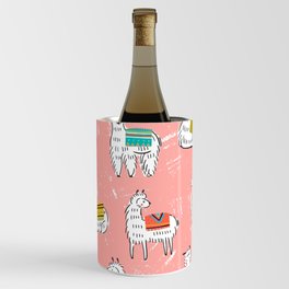 Graphic Sketchy Llamas Various Poses Colorful Wine Chiller