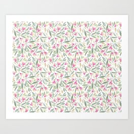 Pink gum blossoms Art Print