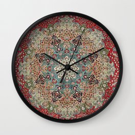 Antique Red Blue Black Persian Carpet Print Wall Clock