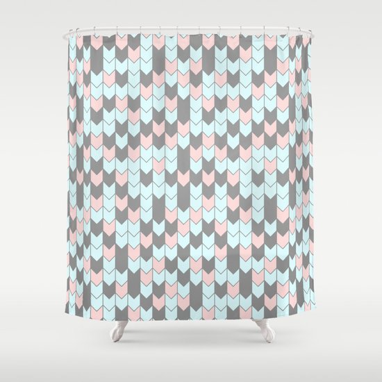 Modern C Teal Gray Geometrical, Teal Gray Shower Curtain