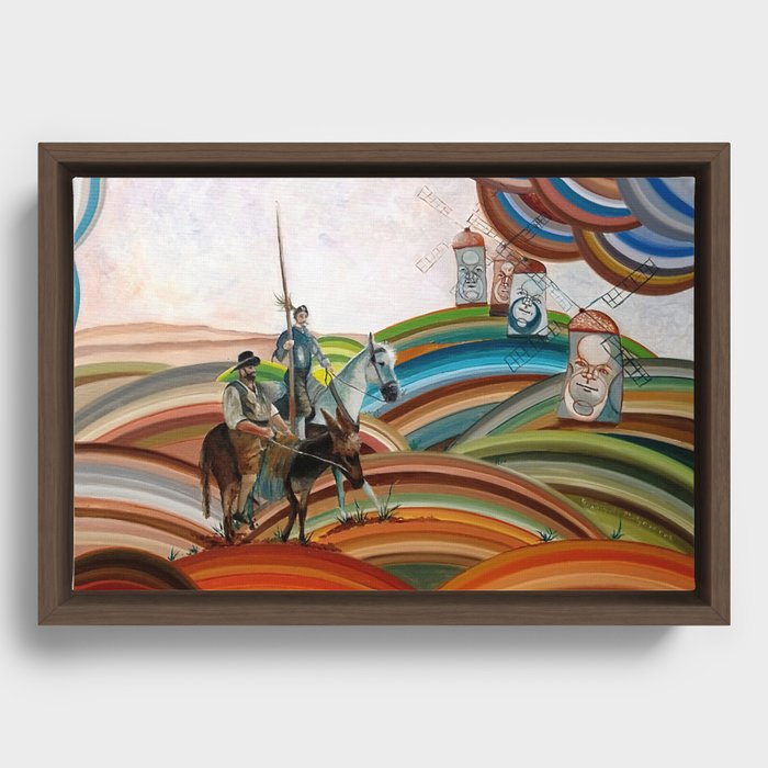 Don Quixote and the Windmills Framed Canvas