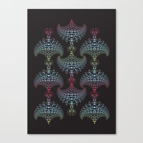 Tribal Eagle Rainbow Pattern on black Canvas Print