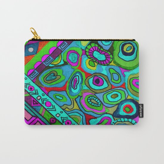 Abstract ethnic pattern in blue and turquoise tones . Carry-All Pouch