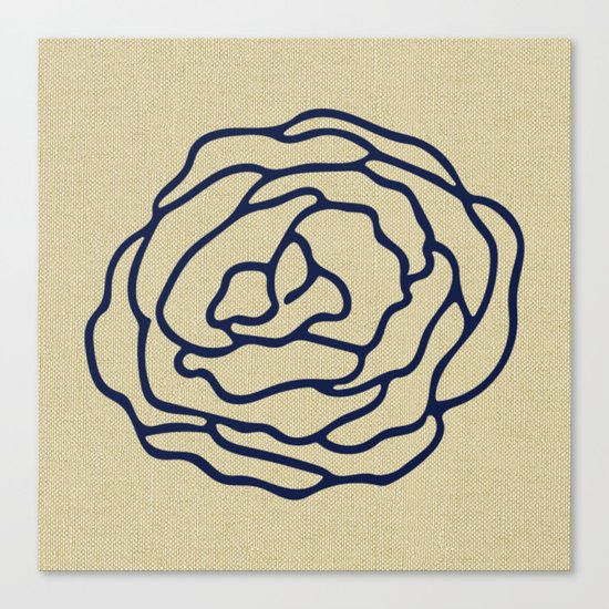 Rose Nautical Navy Blue on Linen Canvas Print
