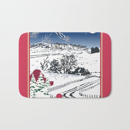 Silent Winter Night Silhouette Bath Mat