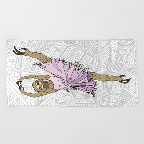 Sloth Ballerina Tutu Beach Towel