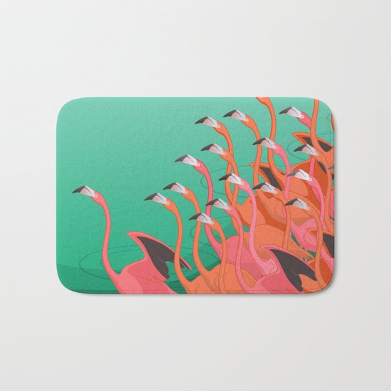Fresco of the flamingoes. Bath Mat
