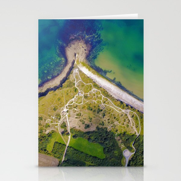 Pointe Du Hoc top down shot with a drone Stationery Cards