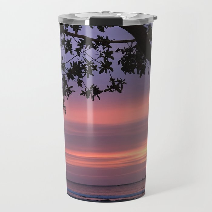 Tropical Sunset in Purple through Trees.  Travel Mug