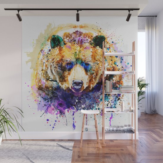 Colorful Grizzly Bear Wall Mural By Marianvoicu Society6