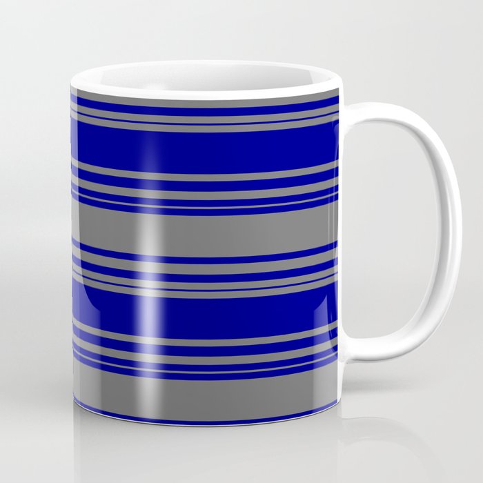 Blue and Dim Grey Colored Stripes Pattern Coffee Mug