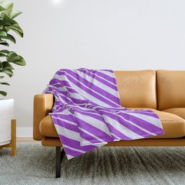 [ Thumbnail: Lavender and Dark Orchid Colored Striped/Lined Pattern Throw Blanket ]