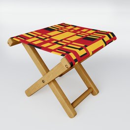Rectangles Red and Black Geo Abstract On Yellow Folding Stool