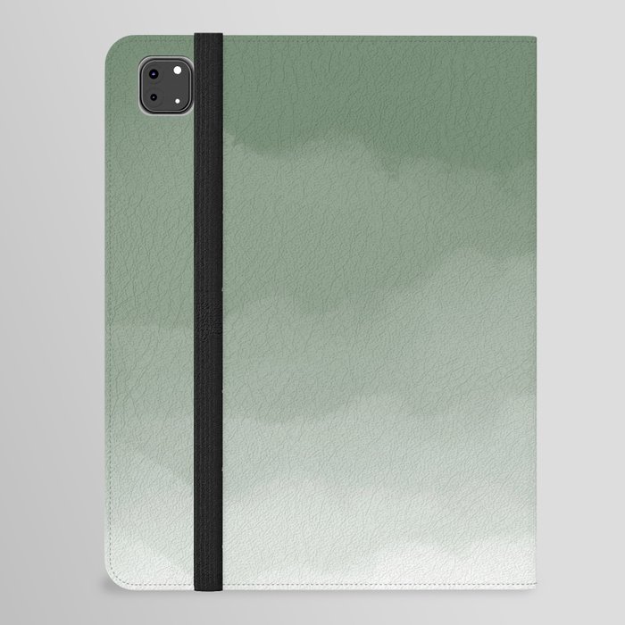 Sage Green Watercolor Ombre (sage green/white) iPad Folio Case