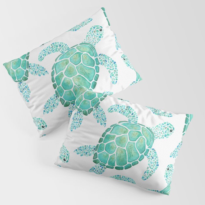 Sea Turtle Pattern - Blue Pillow Sham