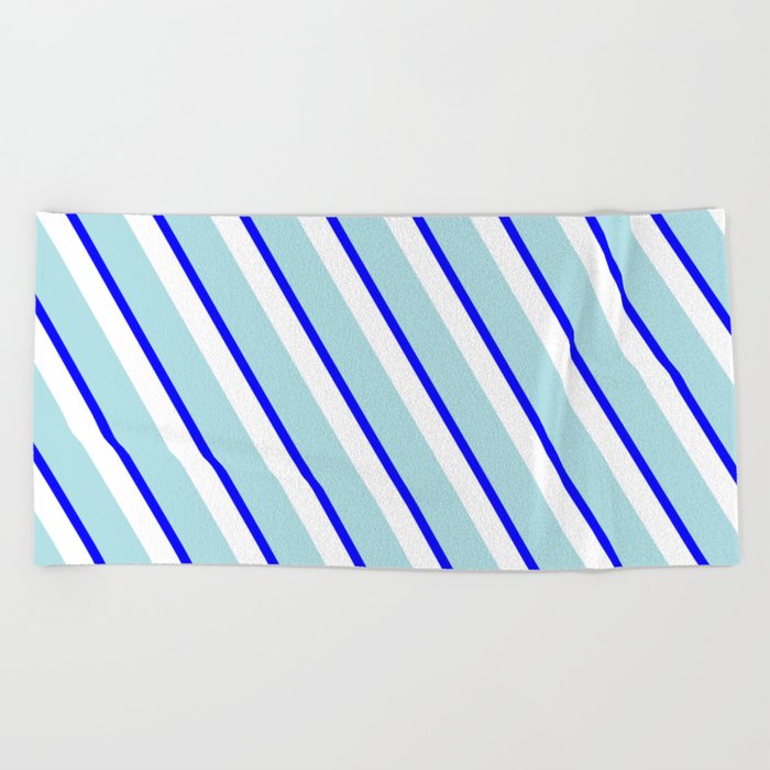 Powder Blue, Blue & White Colored Pattern of Stripes Beach Towel