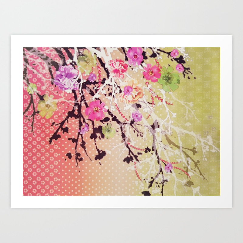 Japanese Cherry Blossom Tree Art Print By Cosmicspacemermaid Society6