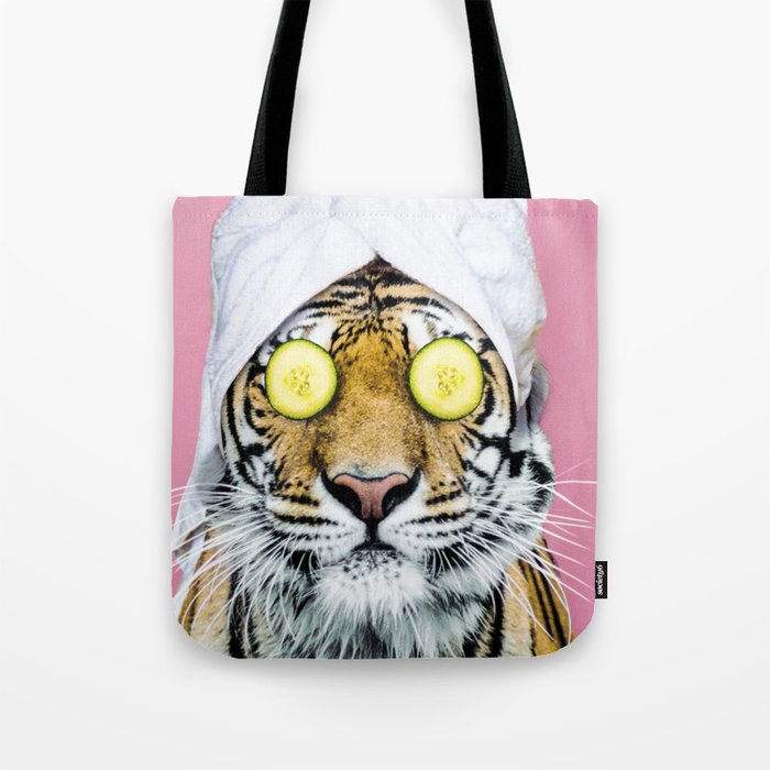 Tiger in a Towel Tote Bag