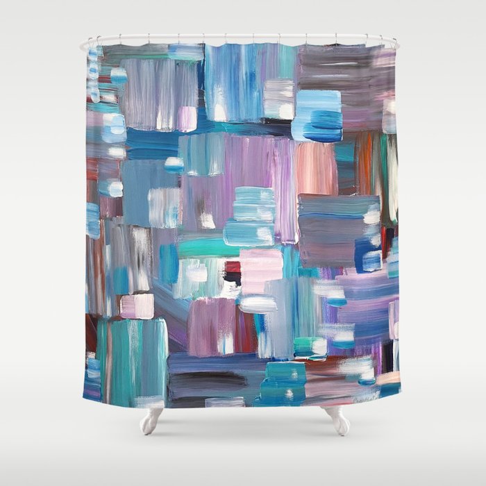 Colorful Rectangles. Acrylic Abstract Painting.  Shower Curtain