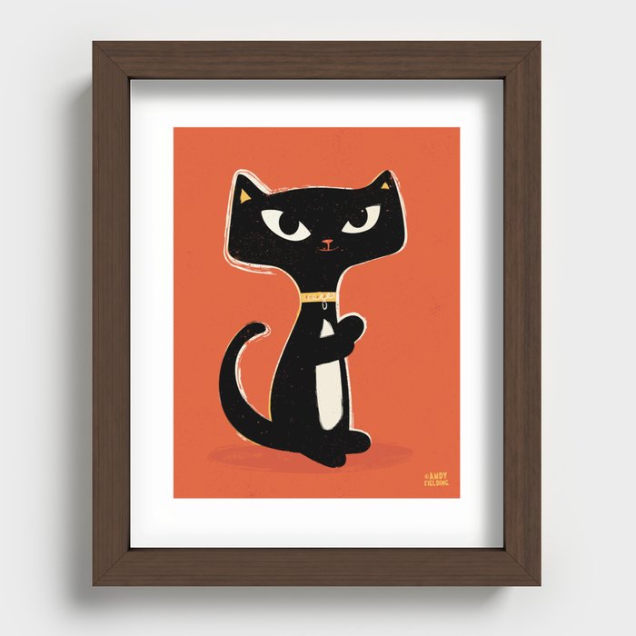 Suspiciously Cute Black Cat Recessed Framed Print