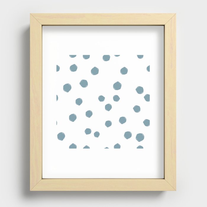 Boho Soft Pastel Blue Color Polka Dots Pattern Recessed Framed Print