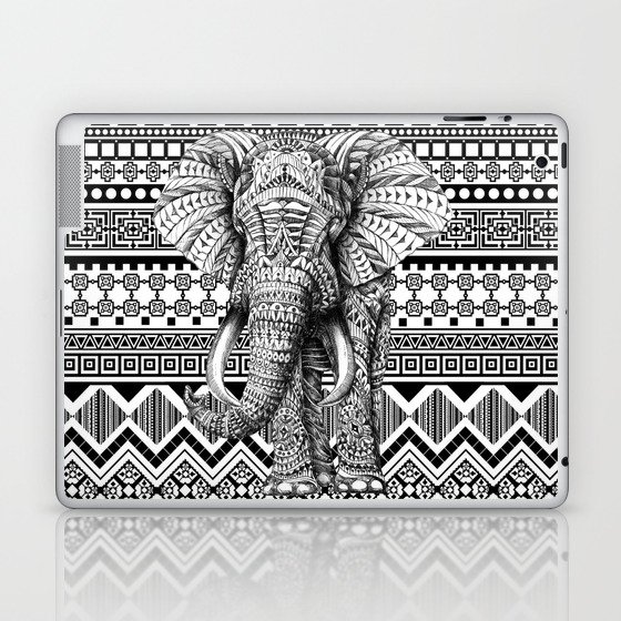 Black And White Manlada Aztec Elephant Laptop Ipad Skin By Focalcolor Society6