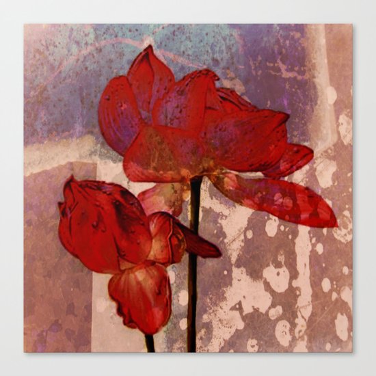red lotus on textures Canvas Print