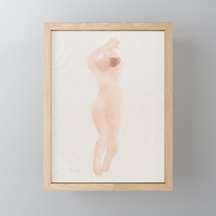 Auguste Rodin Nude Figure Lithograph #7 Framed Mini Art Print