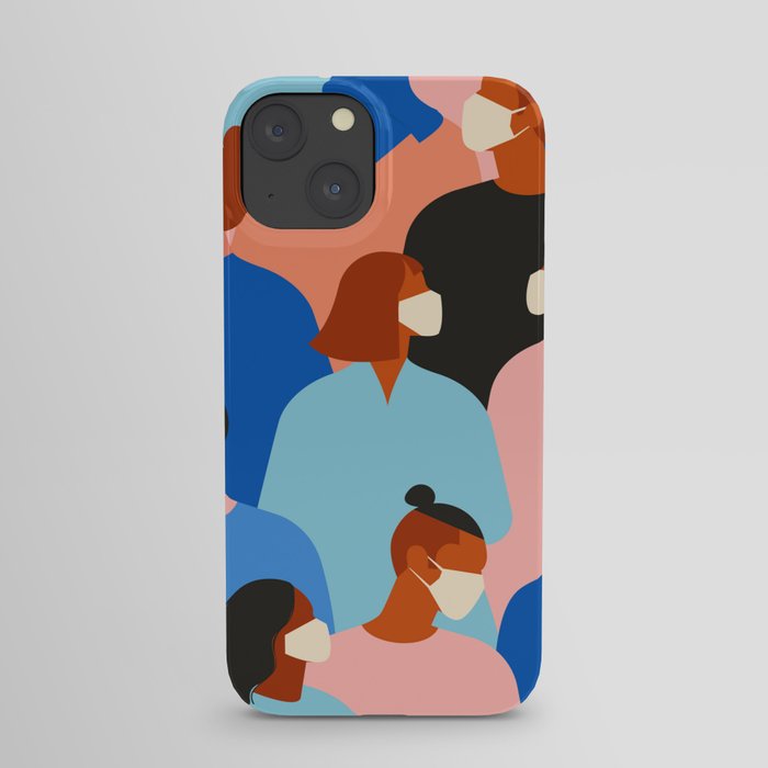 People in white medical face mask iPhone Case