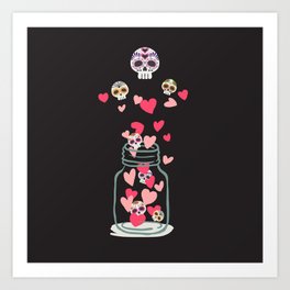 Sugar Skull Love Jar Art Print