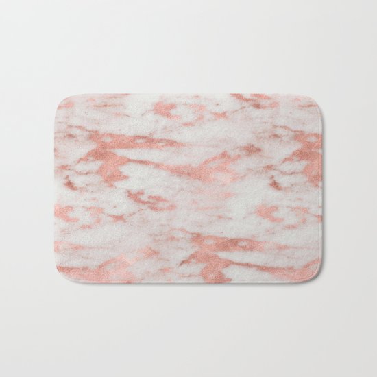 White Marble with Rose Gold Foil Bath Mat
