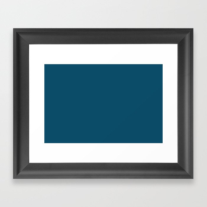 Dark Blue Gray Solid Color Pairs Pantone Moroccan Blue 19-4241 TCX Shades of Blue Hues Framed Art Print