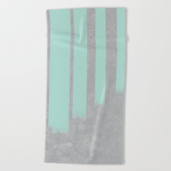 Soft cyan stripes on concrete Beach Towel
