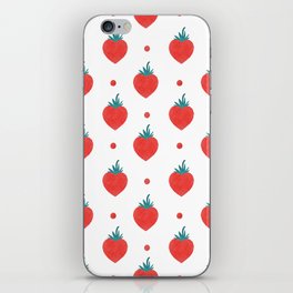 Strawberries pattern on white iPhone Skin