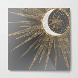 Elegant Gold Doodles Sun Moon Mandala Design Metal Print | Elegantgold, Dots, Sun, Whimsical, Goldsun, Moon, Mandala, Graphicdesign, Diamond, Design 