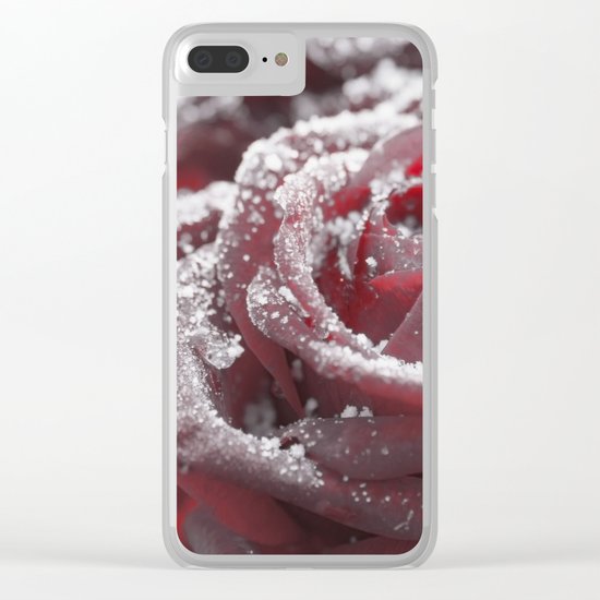 Frozen rose- with hoarfrost covered rose Clear iPhone Case
