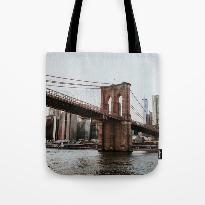 Skyline with Brooklyn Bridge | Colourful Travel Photography | New York City, America (USA) Tote Bag
