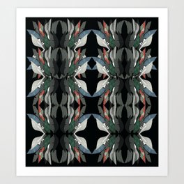 Black Swan Floral- Fantasy Decoupage Art Print