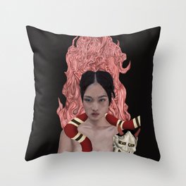 In the Death of the Grip of the Mask Throw Pillow