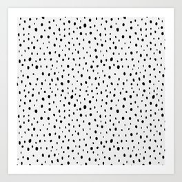 Black & white brushed dot Art Print