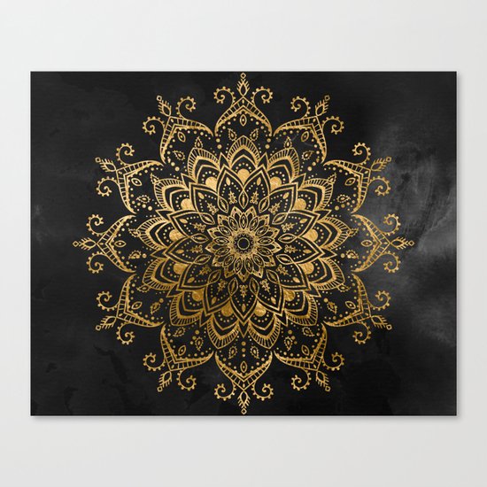 Black and Faux Gold Tapestry Canvas Print