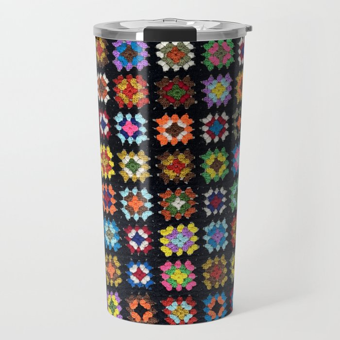 Crochet Granny Squares // Bright Travel Mug