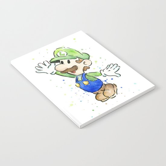 Luigi Watercolor Mario Nintendo Art Notebook