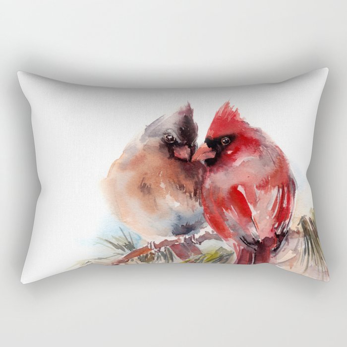 Cardinal Birds Couple Rectangular Pillow